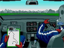 In game image of Lombard RAC Rally on the Atari ST.
