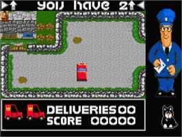 In game image of Postman Pat on the Atari ST.