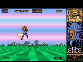 In game image of Space Harrier on the Atari ST.