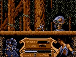 In game image of Strider 2 on the Atari ST.