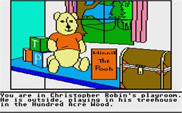 In game image of Winnie the Pooh in the Hundred Acre Wood on the Atari ST.