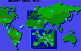 In game image of World Championship Soccer on the Atari ST.