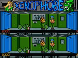 In game image of Xenophobe on the Atari ST.