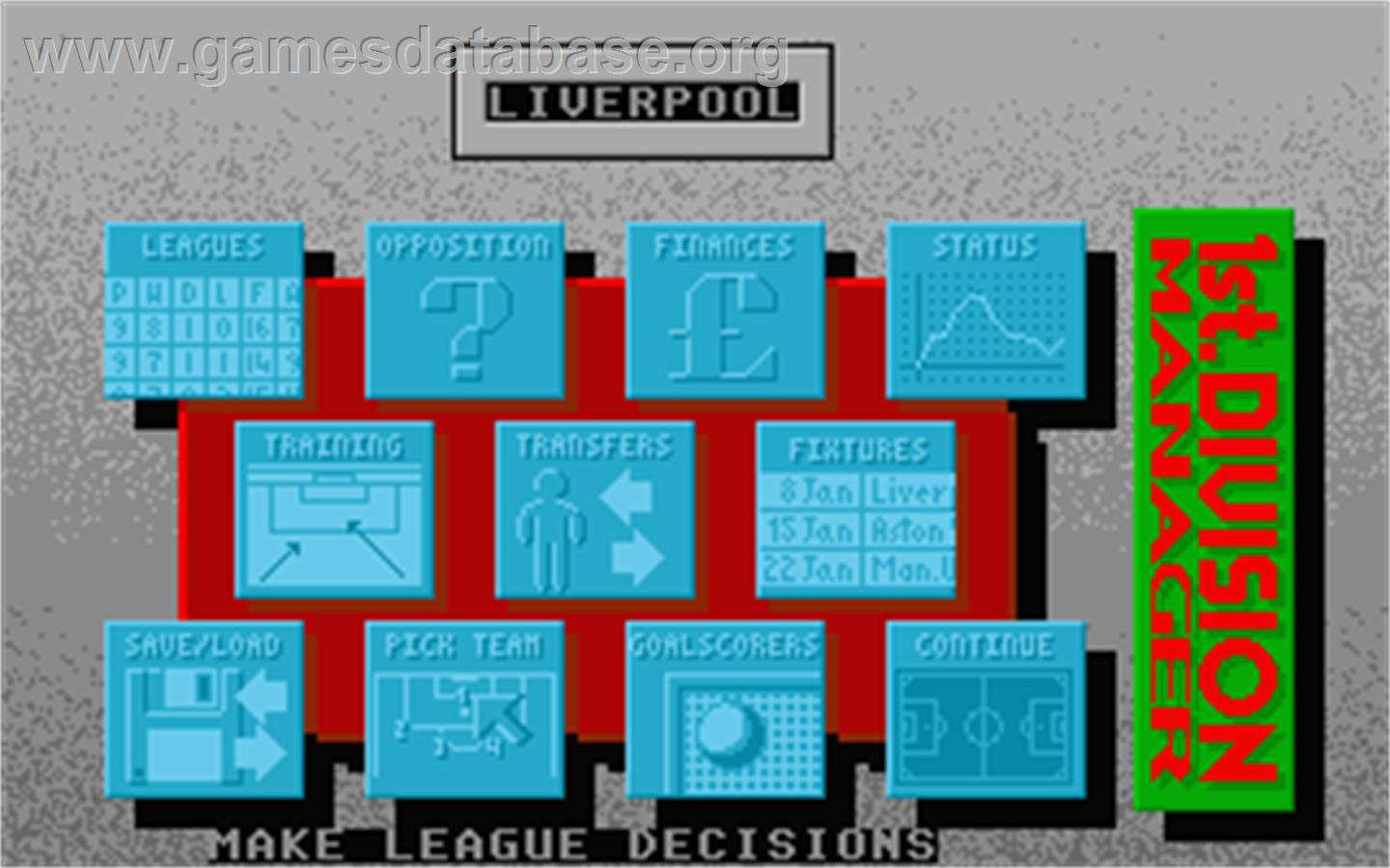 1st Division Manager - Atari ST - Artwork - In Game