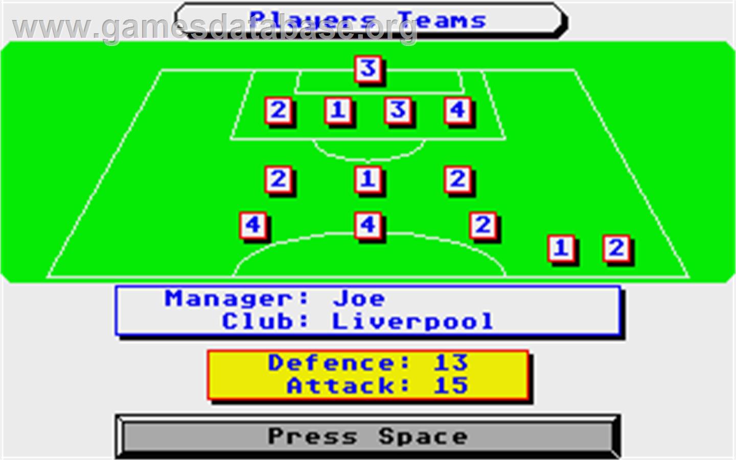 Brian Clough's Football Fortunes - Atari ST - Artwork - In Game