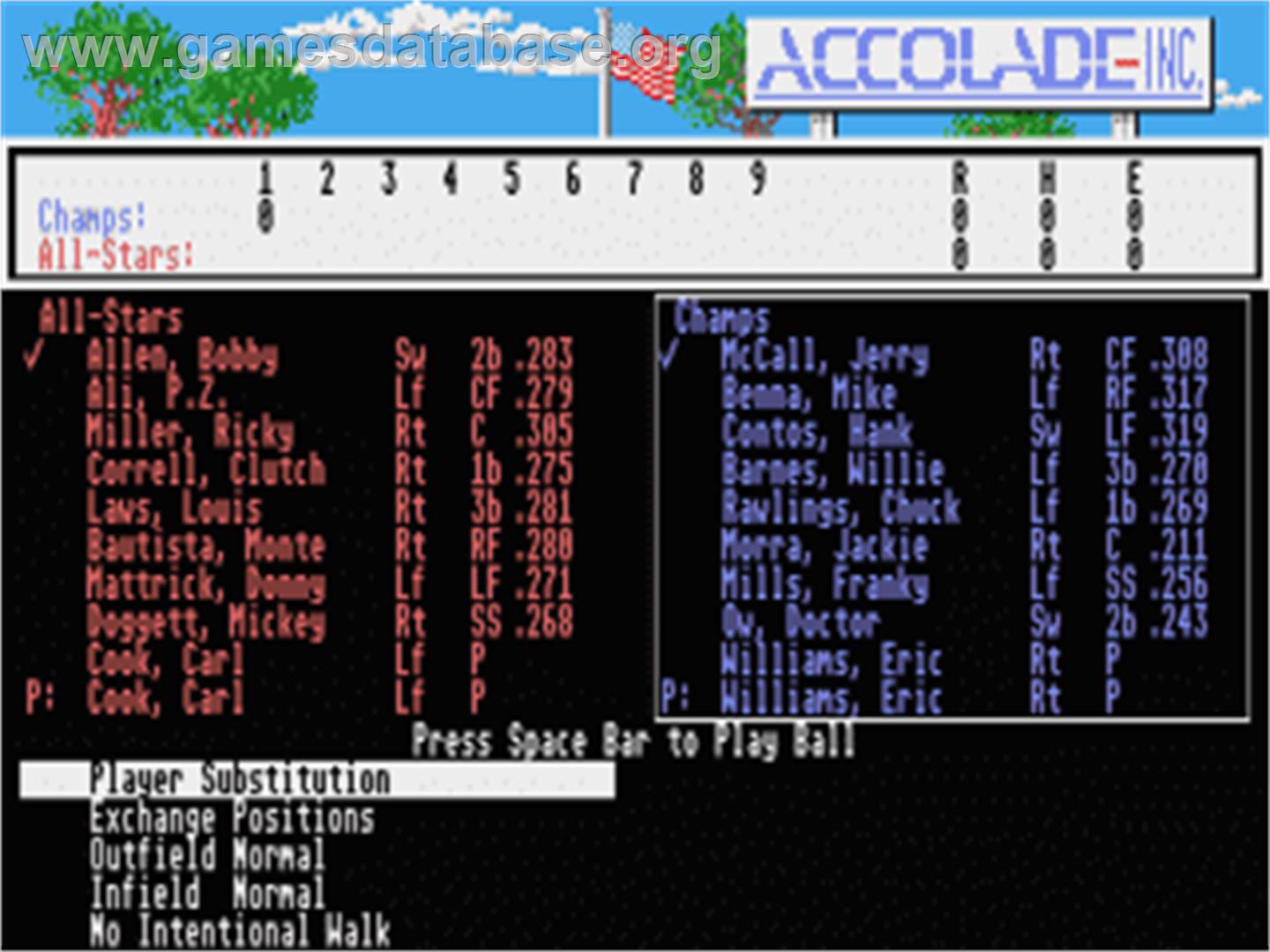 Hardball! - Atari ST - Artwork - In Game