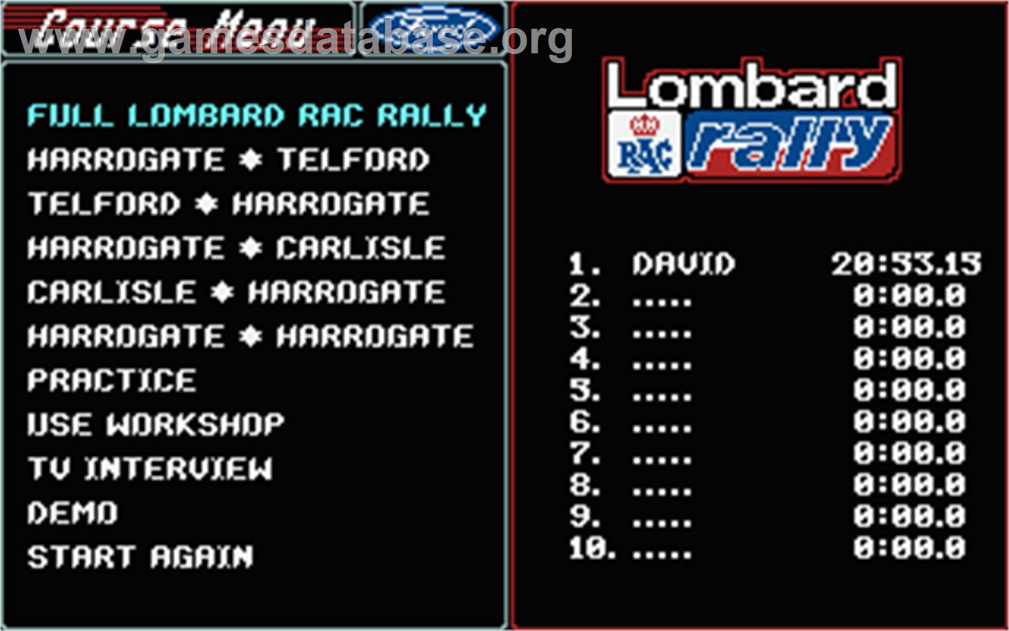 Lombard RAC Rally - Atari ST - Artwork - In Game