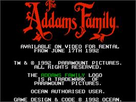 Title screen of Addams Family, The on the Atari ST.