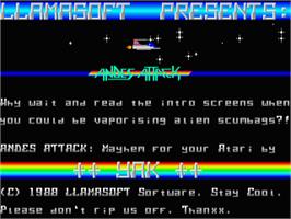 Title screen of Andes Attack on the Atari ST.