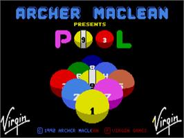 Title screen of Archer MacLean's Pool on the Atari ST.