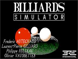 Title screen of Billiards Simulator on the Atari ST.