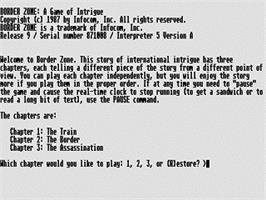 Title screen of Border Zone on the Atari ST.
