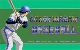 Title screen of Championship Baseball on the Atari ST.