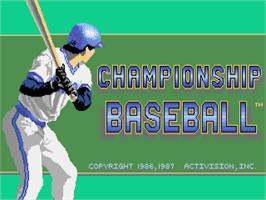 Title screen of Championship Baseball on the Atari ST.