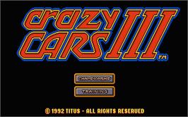Title screen of Crazy Cars 3 on the Atari ST.
