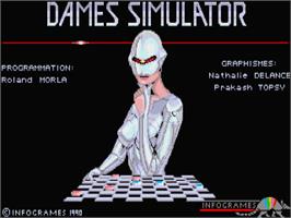 Title screen of Dames Simulator on the Atari ST.