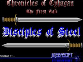 Title screen of Disciples of Steel on the Atari ST.