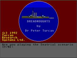 Title screen of Dreadnoughts on the Atari ST.