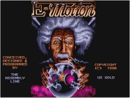 Title screen of E-motion on the Atari ST.