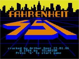 Title screen of Fahrenheit 451 on the Atari ST.