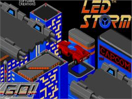 Title screen of L.E.D. Storm on the Atari ST.