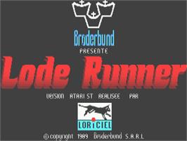 Title screen of Lode Runner on the Atari ST.