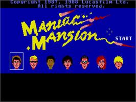 Title screen of Maniac Mansion on the Atari ST.