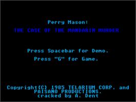 Title screen of Perry Mason - The Case Of The Mandarin Murder on the Atari ST.