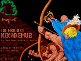 Title screen of Phantasie 3 - The Wrath Of Nikademus on the Atari ST.