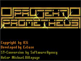 Title screen of Projekt Prometheus on the Atari ST.