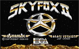 Title screen of Skyfox II: The Cygnus Conflict on the Atari ST.