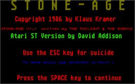 Title screen of Stoneage on the Atari ST.