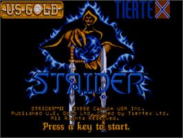 Title screen of Strider 2 on the Atari ST.