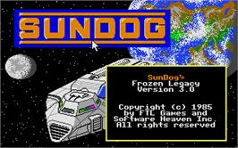 Title screen of SunDog: Frozen Legacy on the Atari ST.