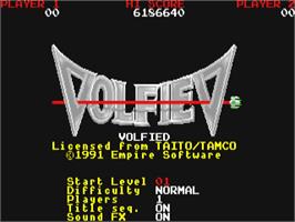 Title screen of Volfied on the Atari ST.