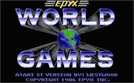 Title screen of World Games on the Atari ST.