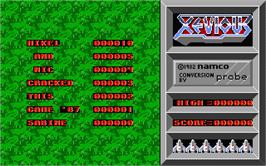 Title screen of Xevious on the Atari ST.