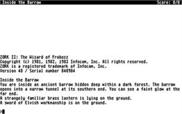 Title screen of Zork II: The Wizard of Frobozz on the Atari ST.