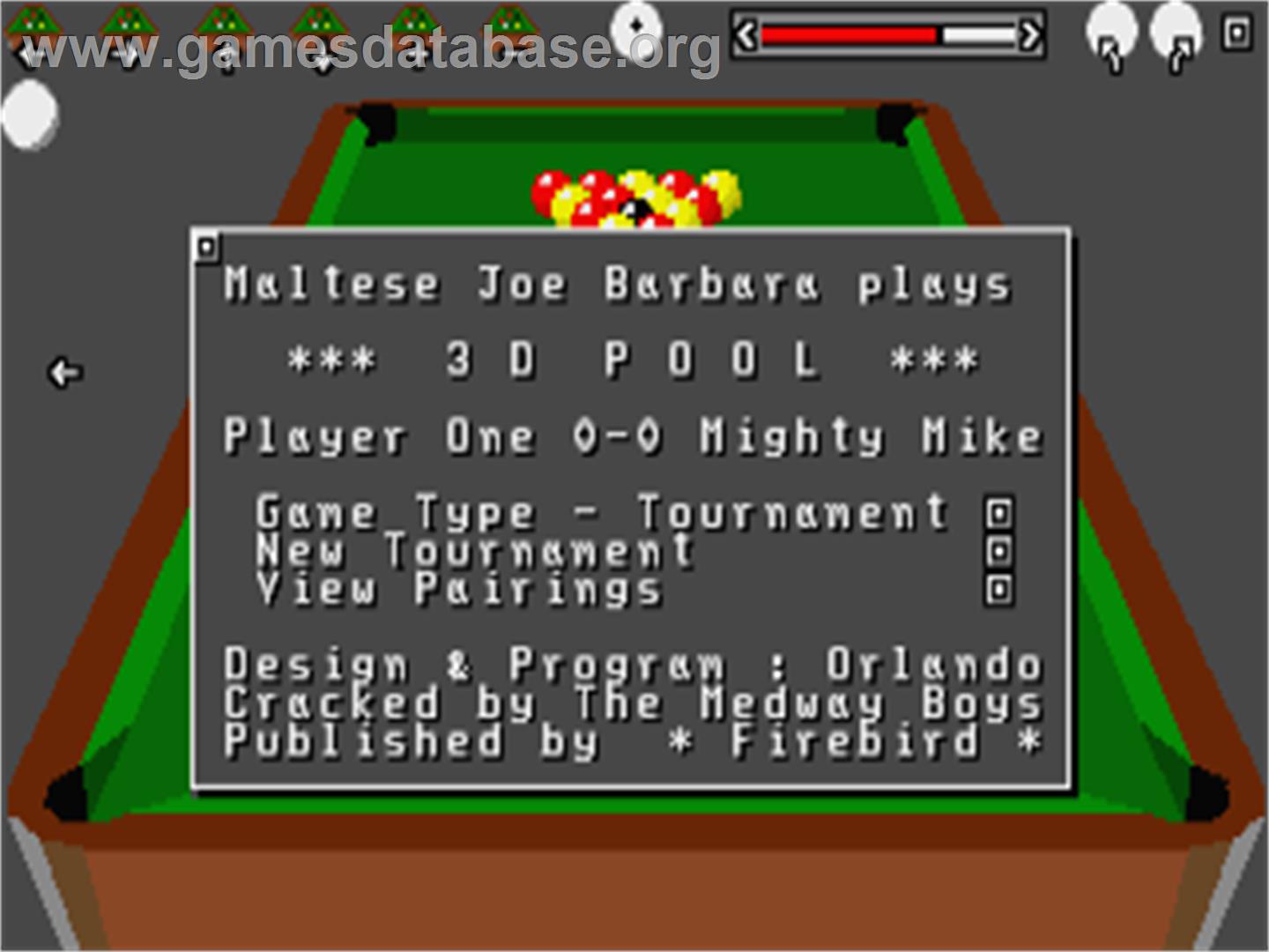 3d Pool - Atari ST - Artwork - Title Screen