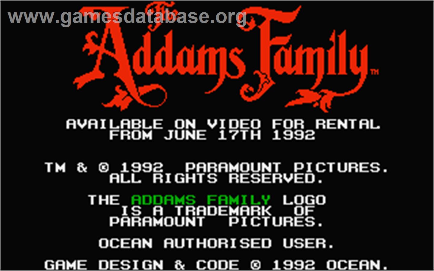 Addams Family, The - Atari ST - Artwork - Title Screen