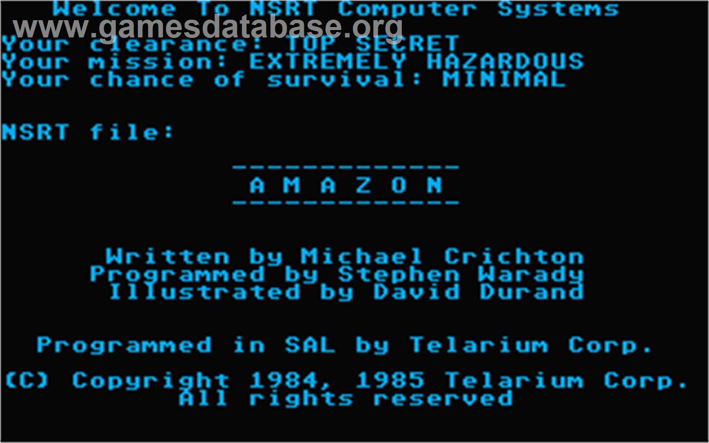 Amazon - Atari ST - Artwork - Title Screen