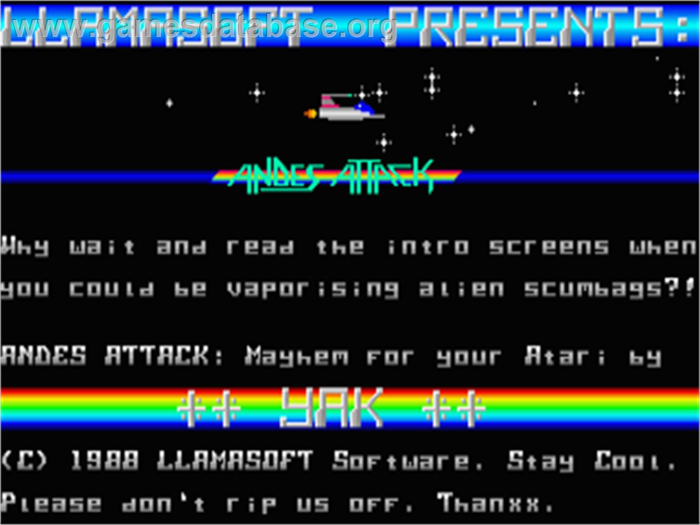 Andes Attack - Atari ST - Artwork - Title Screen
