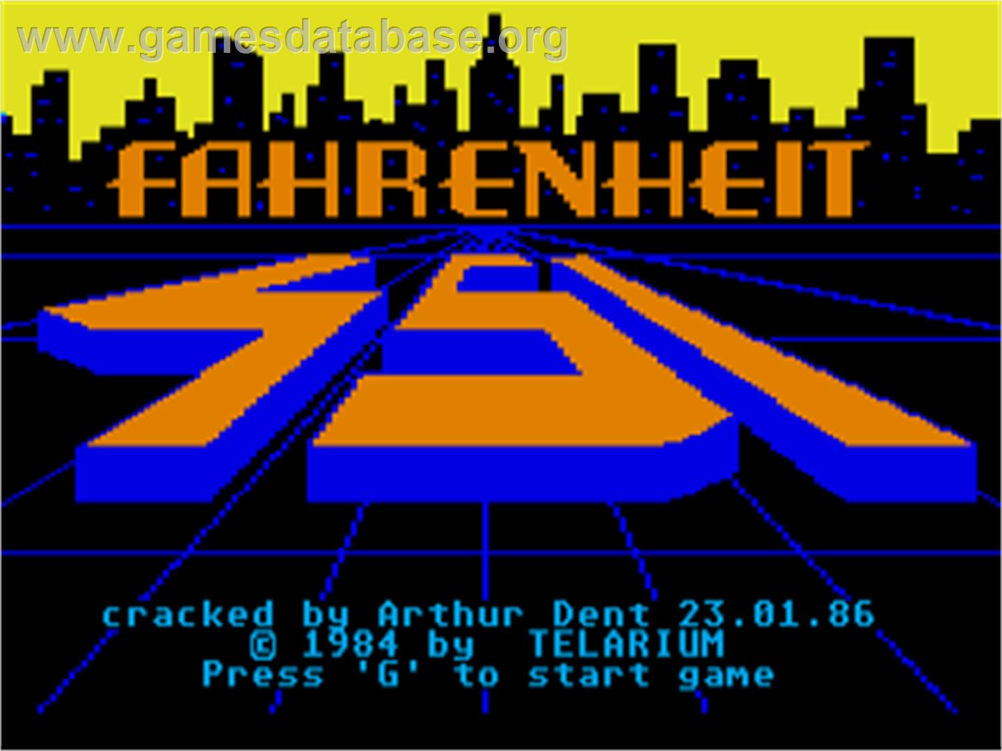 Fahrenheit 451 - Atari ST - Artwork - Title Screen