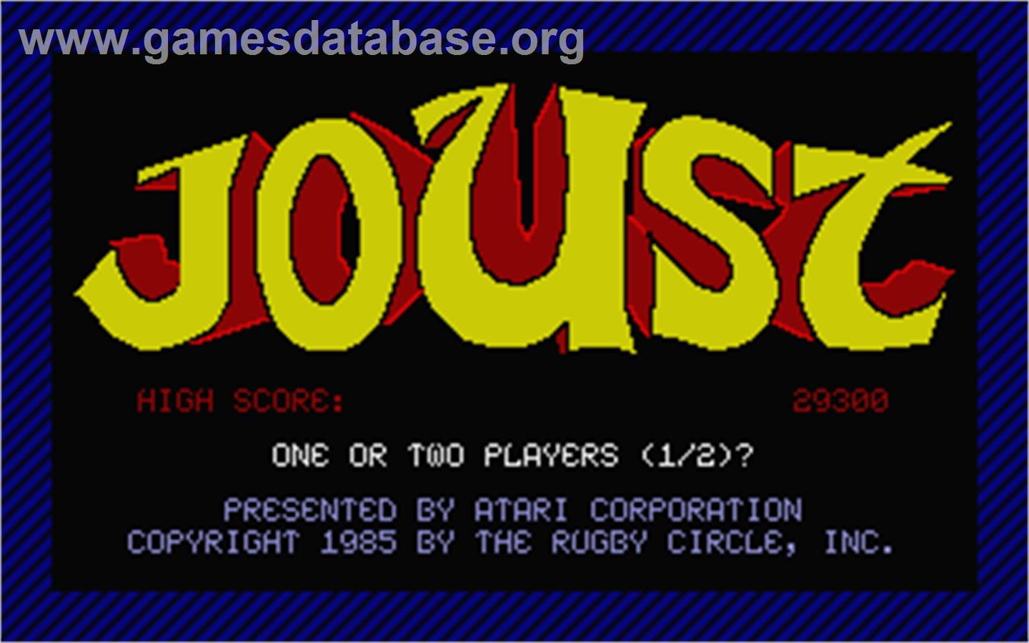 Joust - Atari ST - Artwork - Title Screen