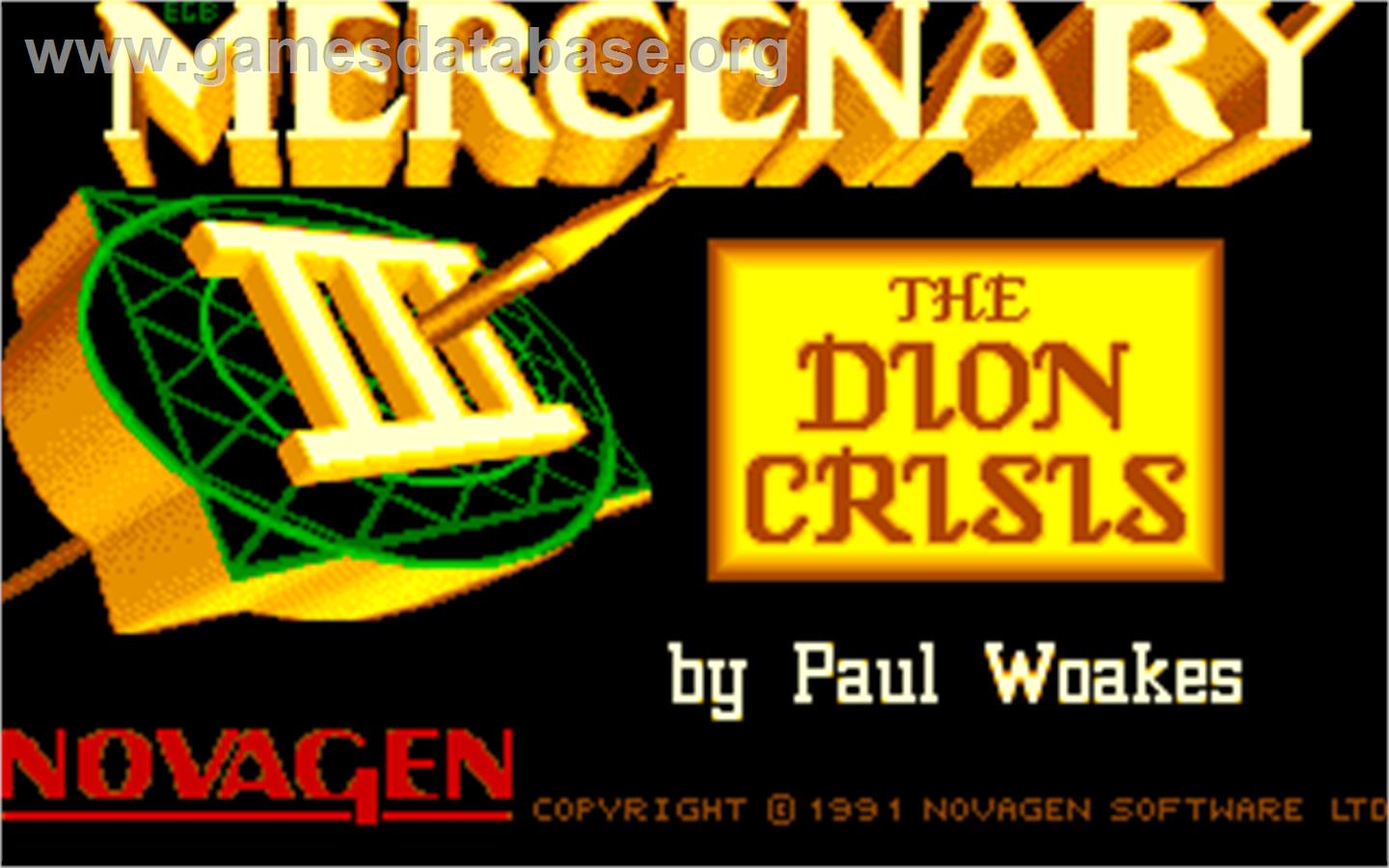 Mercenary III : The Dion Crisis - Atari ST - Artwork - Title Screen