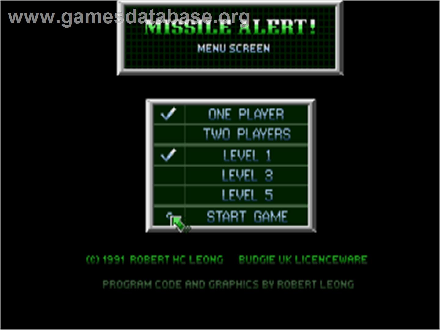 Missile Alert! - Atari ST - Artwork - Title Screen