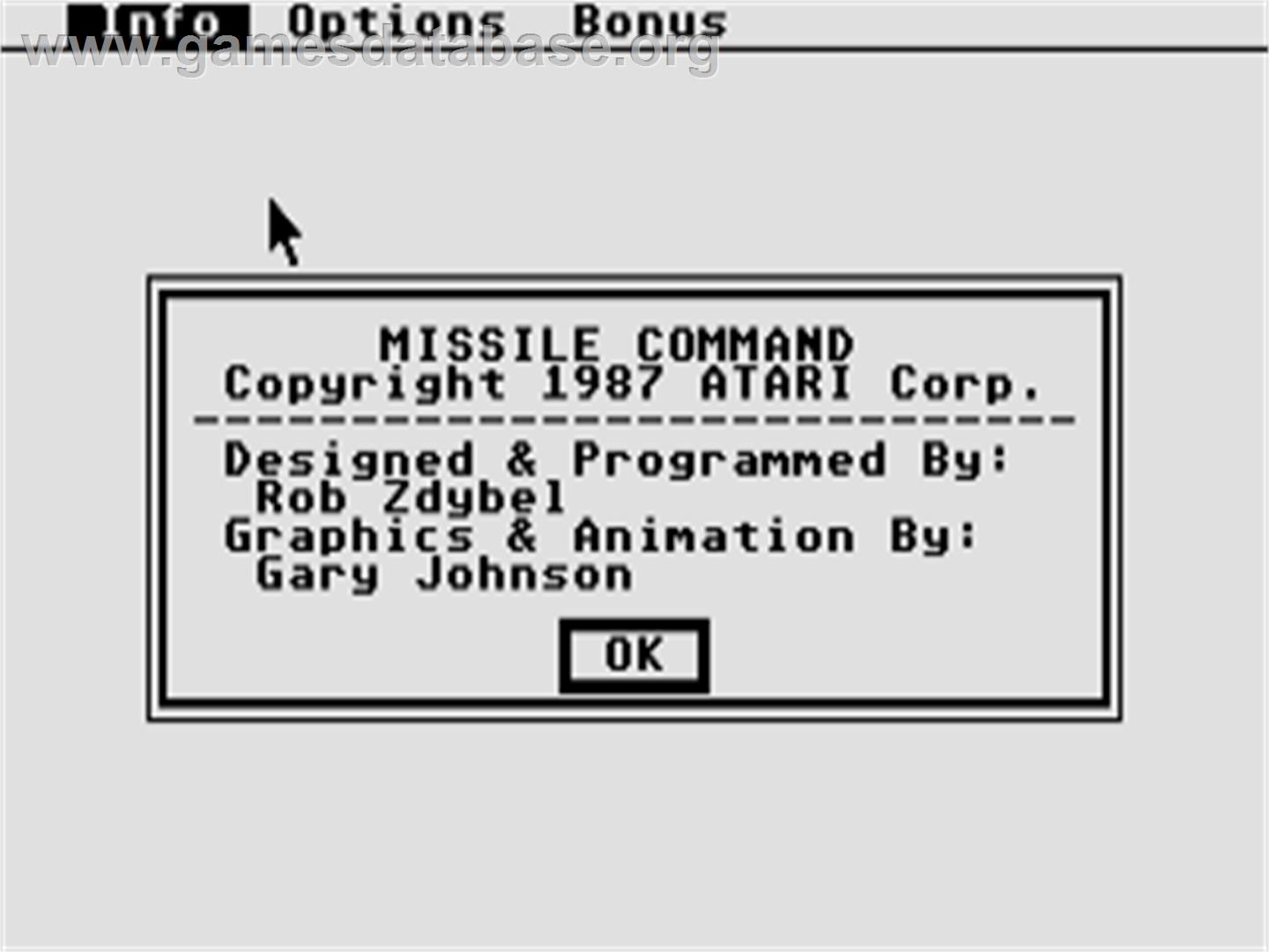 Missile Command - Atari ST - Artwork - Title Screen