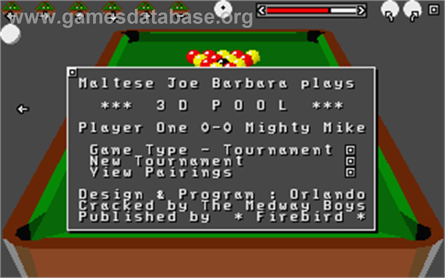 Sharkey's 3D Pool - Atari ST - Artwork - Title Screen