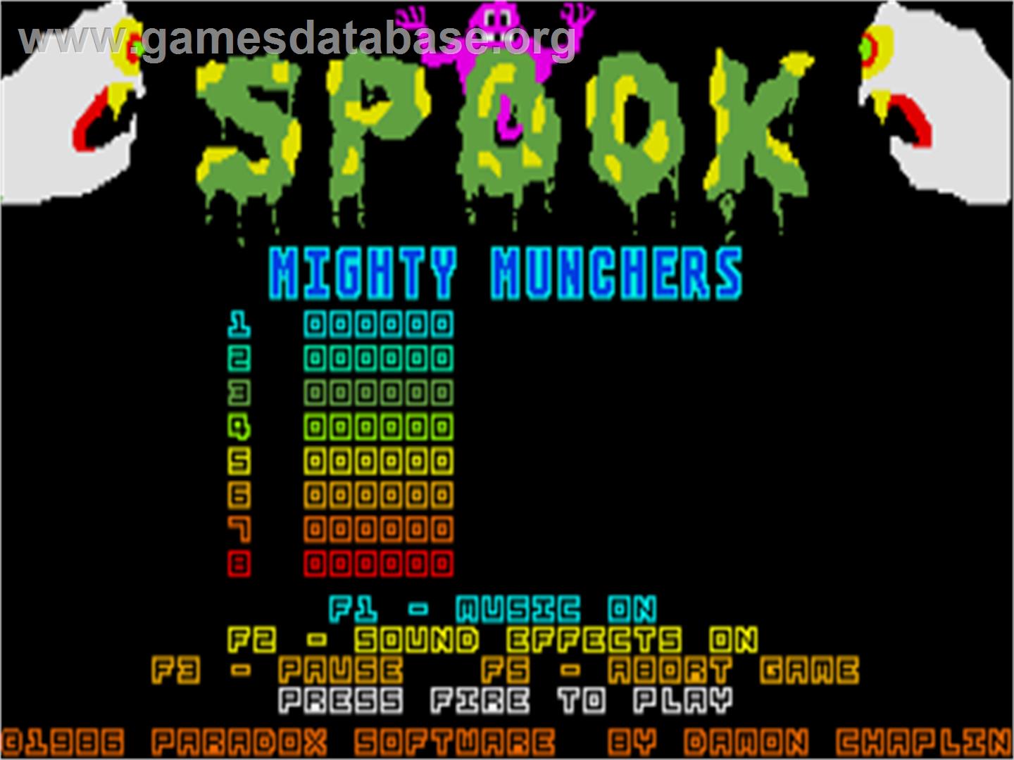 Spook - Atari ST - Artwork - Title Screen