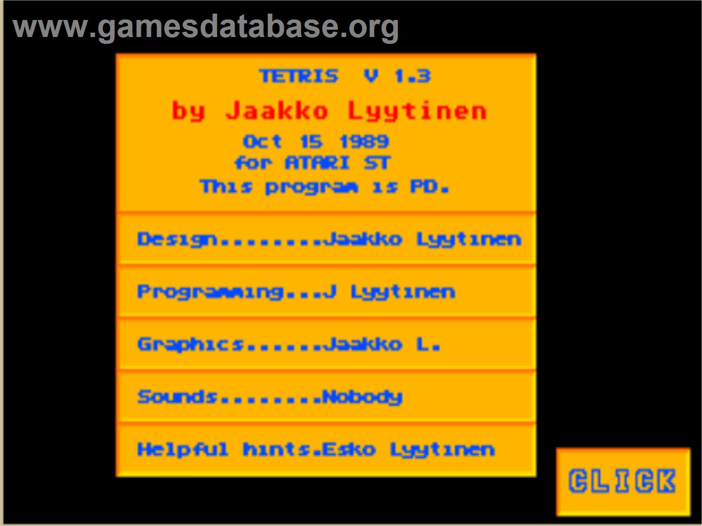 Tetris (Spectrum Holobyte) - Atari ST - Artwork - Title Screen